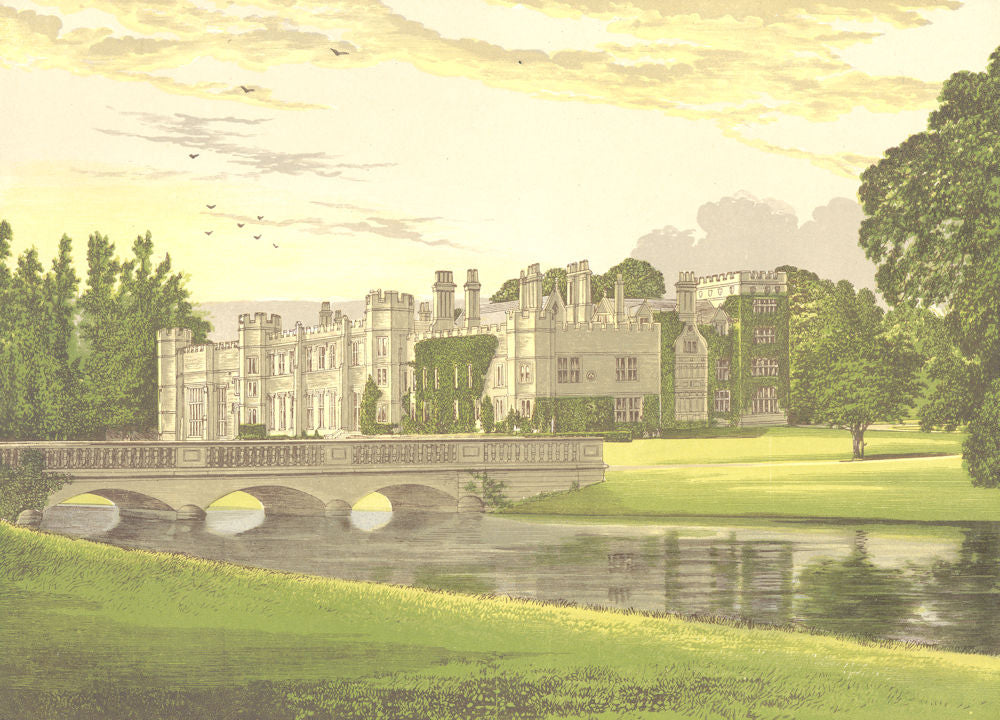 DEENE PARK, Rockingham, Northamptonshire (Countess of Cardigan) 1892 old print